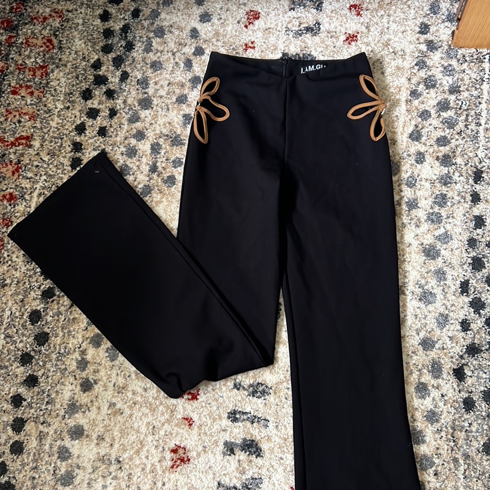 Black Gia tight fitting bell bottom pants